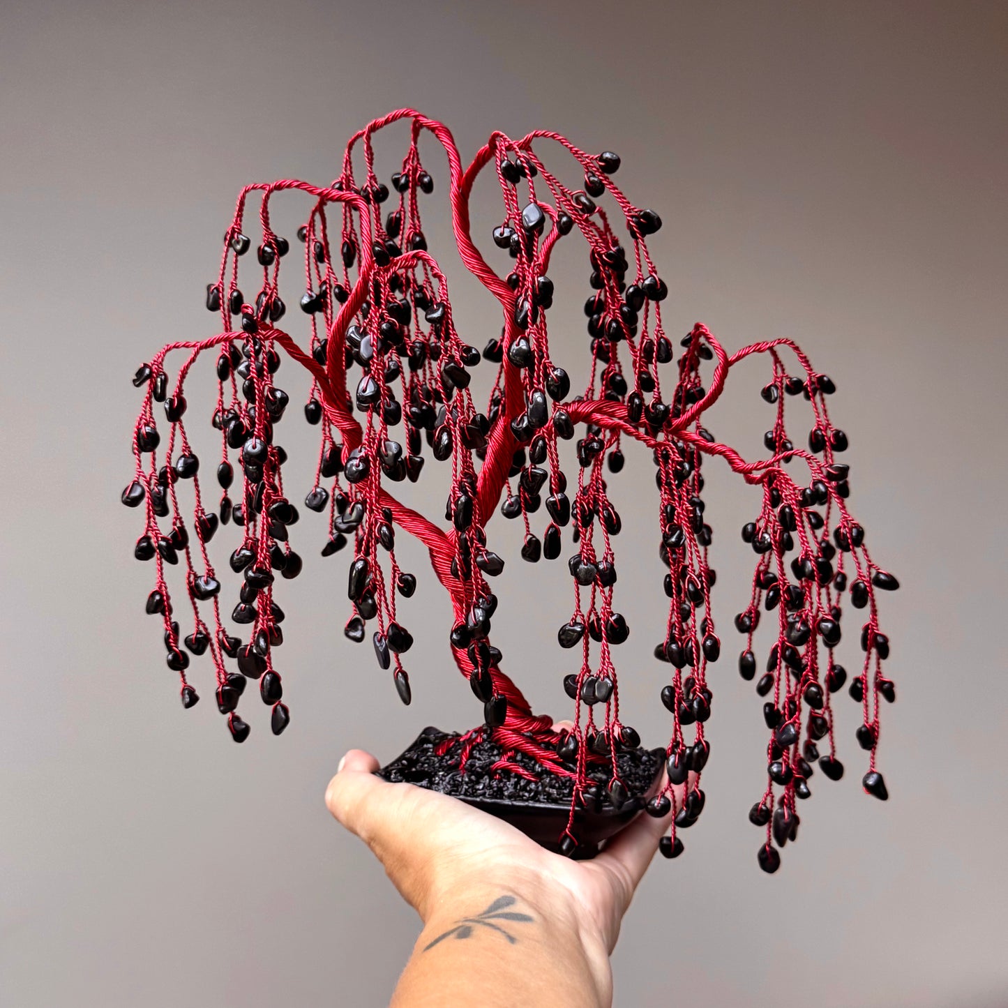 Black Obsidian Willow Crystal Tree