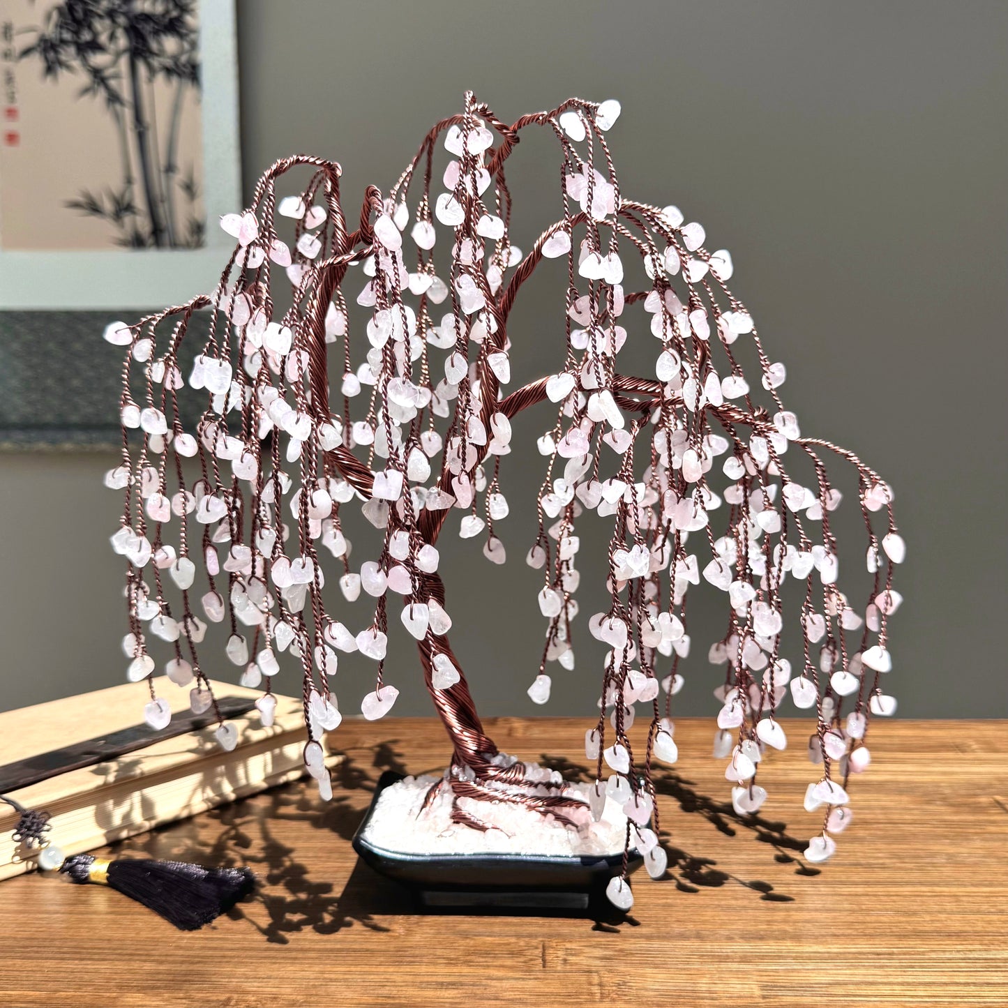 Rose Quartz Willow Crystal tree