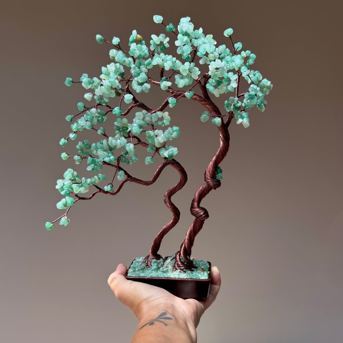 Large Green Aventurine Bonsai Crystal Family Tree