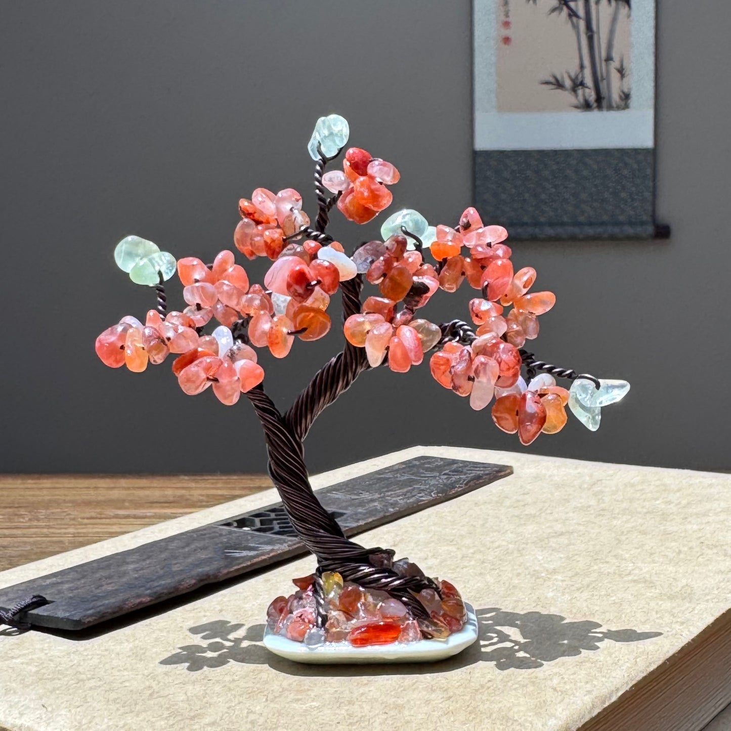 Mini Milky Carnelian Bonsai Crystal Tree
