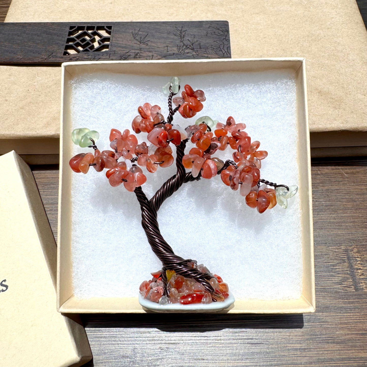 Mini Milky Carnelian Bonsai Crystal Tree