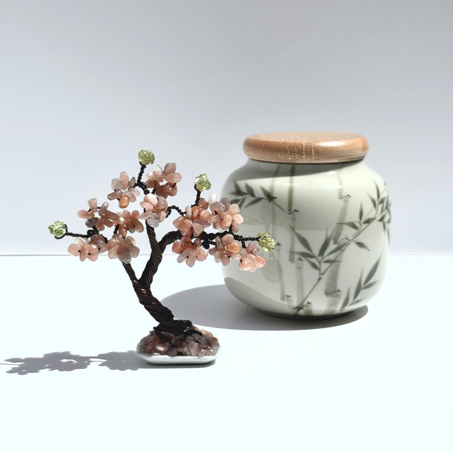 Mini Peach Moonstone Bonsai Crystal Tree