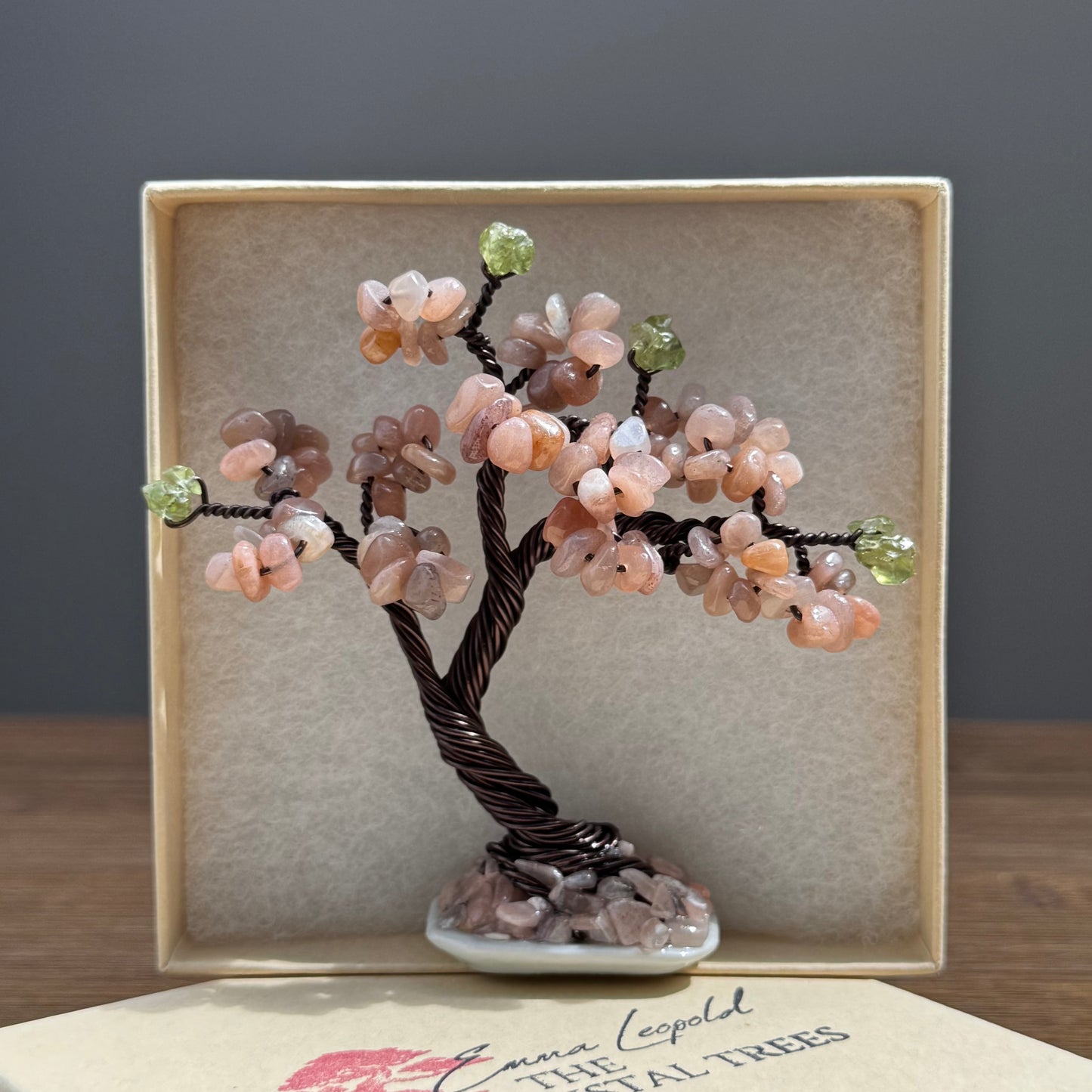 Mini Peach Moonstone Bonsai Crystal Tree