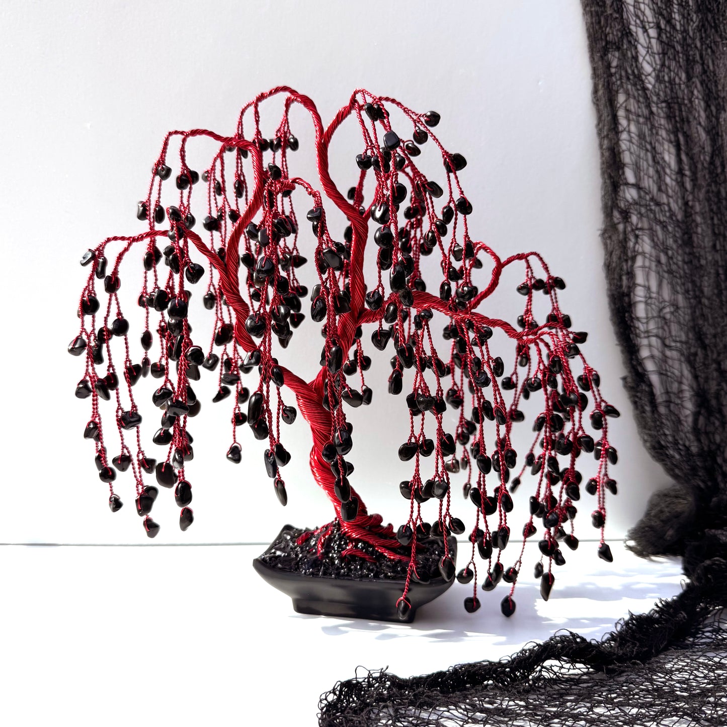 Black Obsidian Willow Crystal Tree