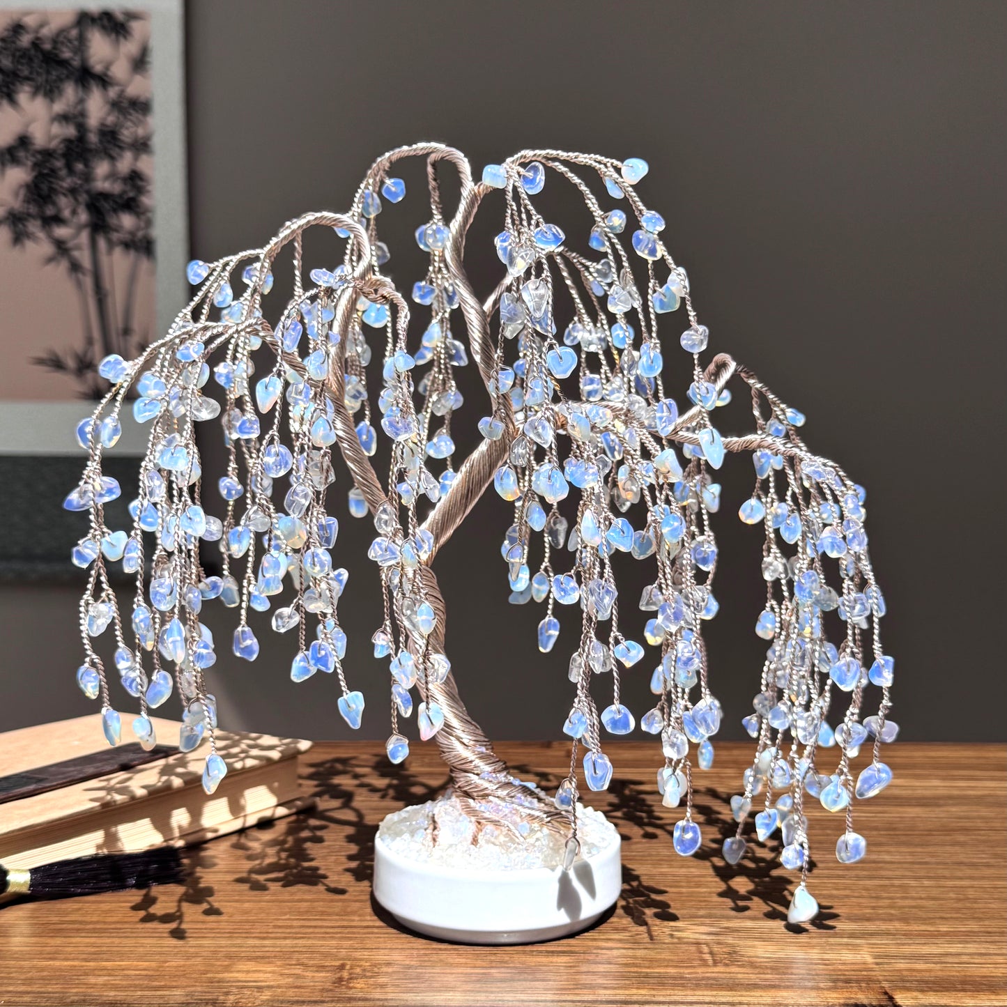 Opal Willow Crystal Tree - Gold Wire