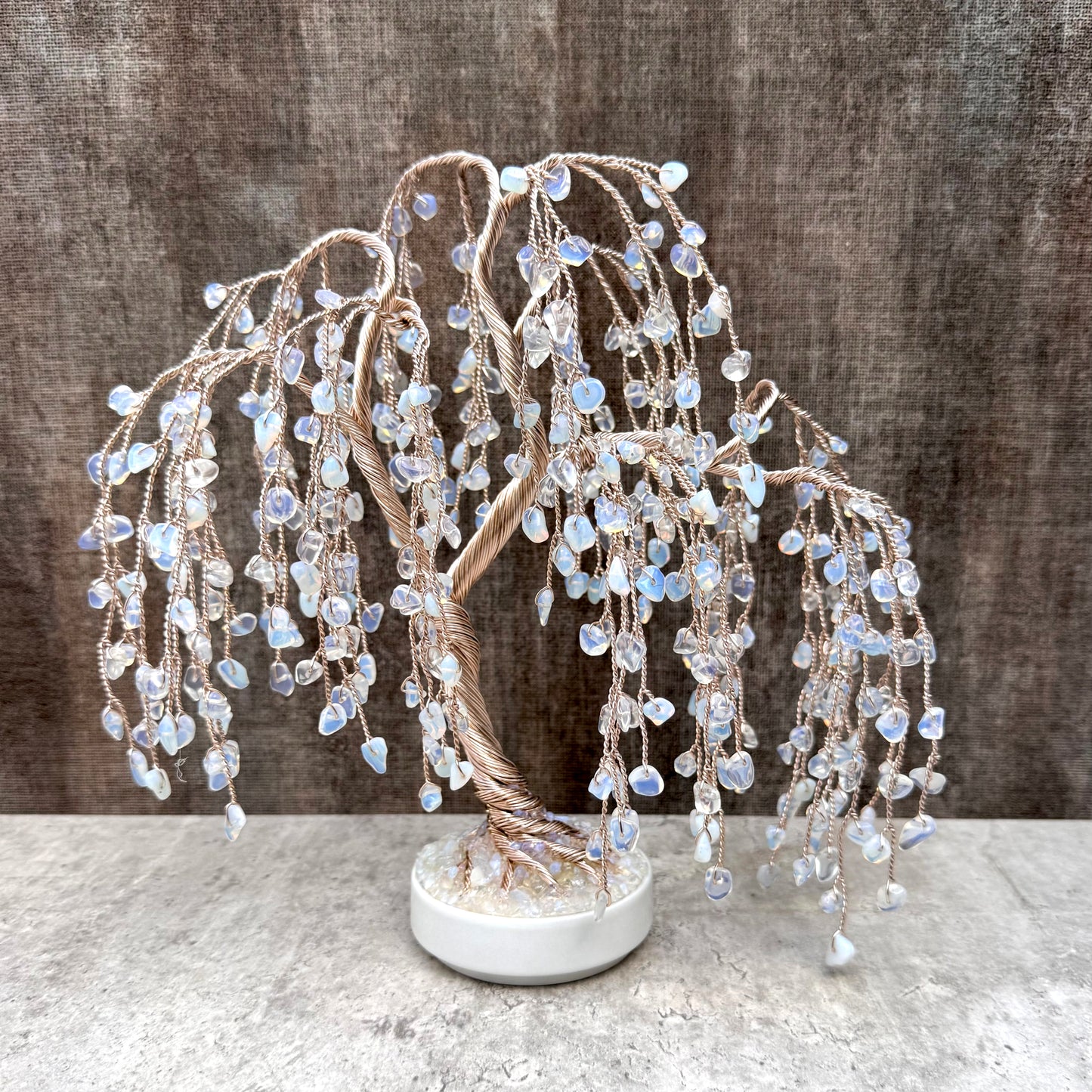 Opal Willow Crystal Tree - Gold Wire