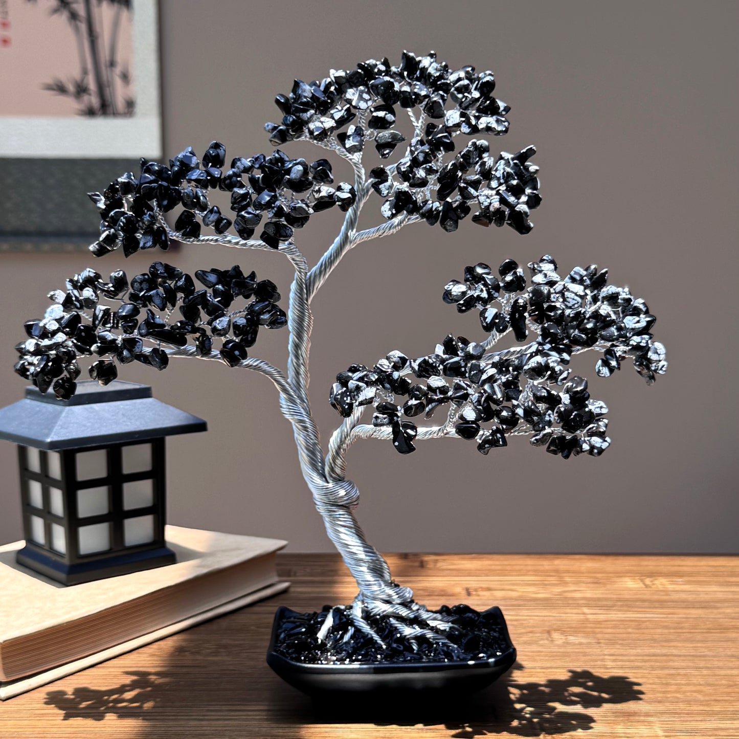 Snowflake Obsidian Bonsai Crystal Tree