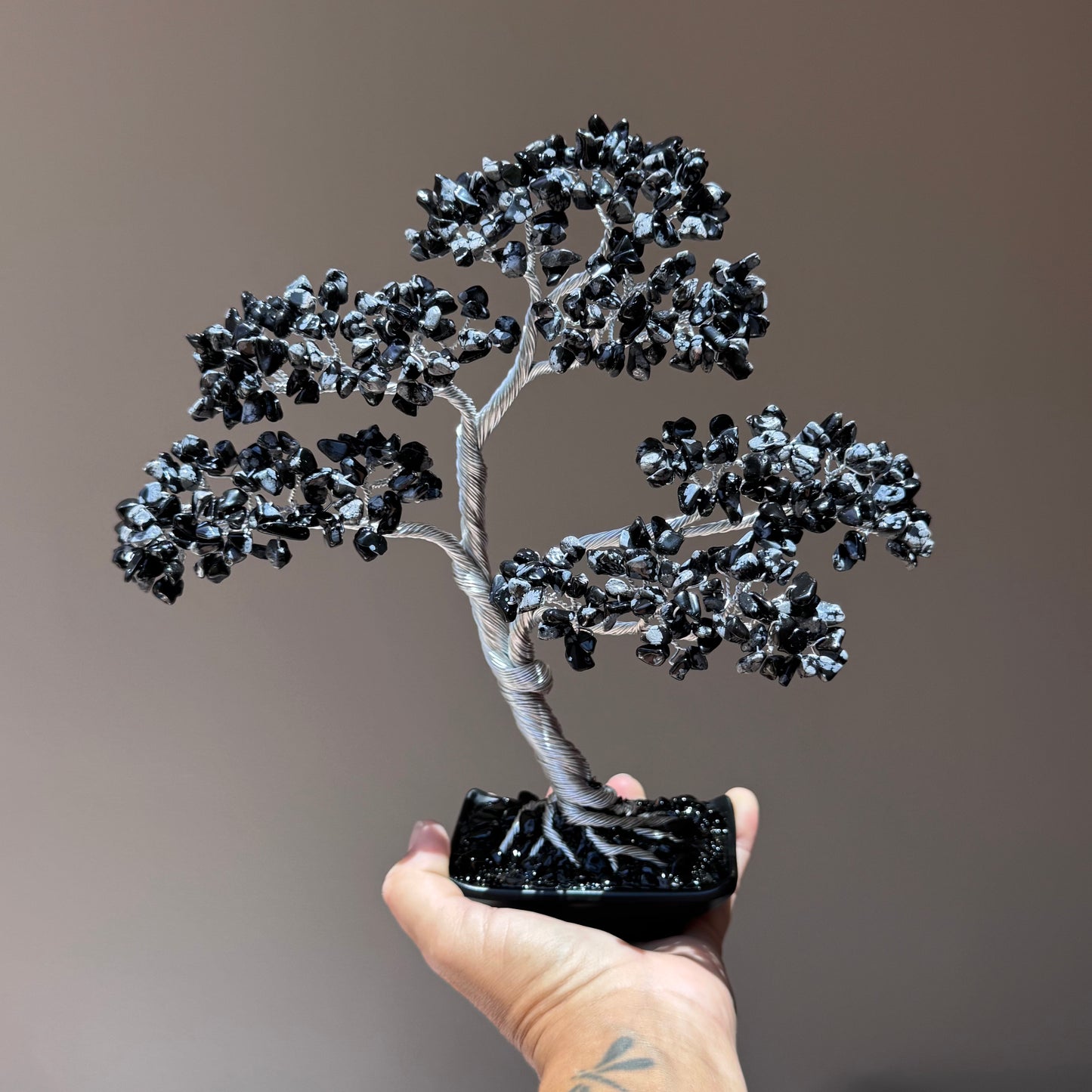 Snowflake Obsidian Bonsai Crystal Tree