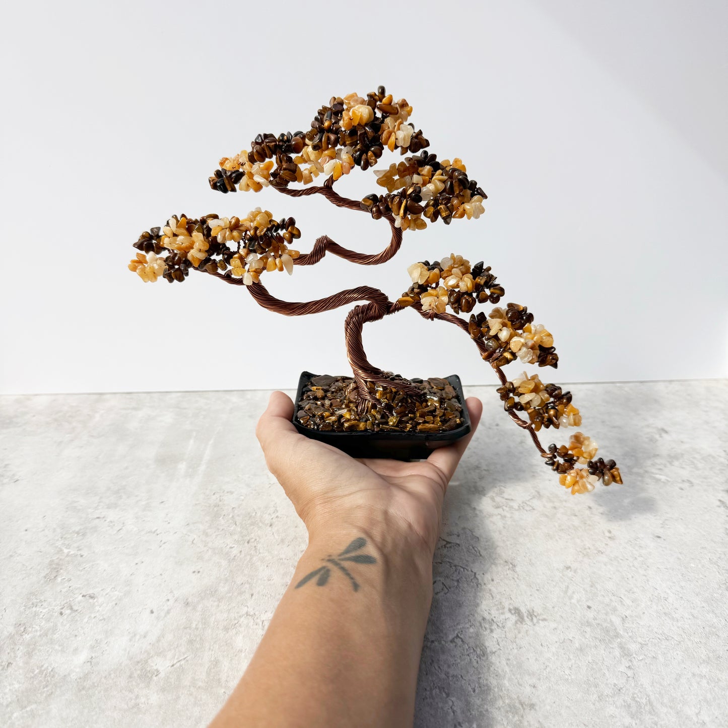 Tiger eye and Yellow Aventurine Bonsai Crystal tree