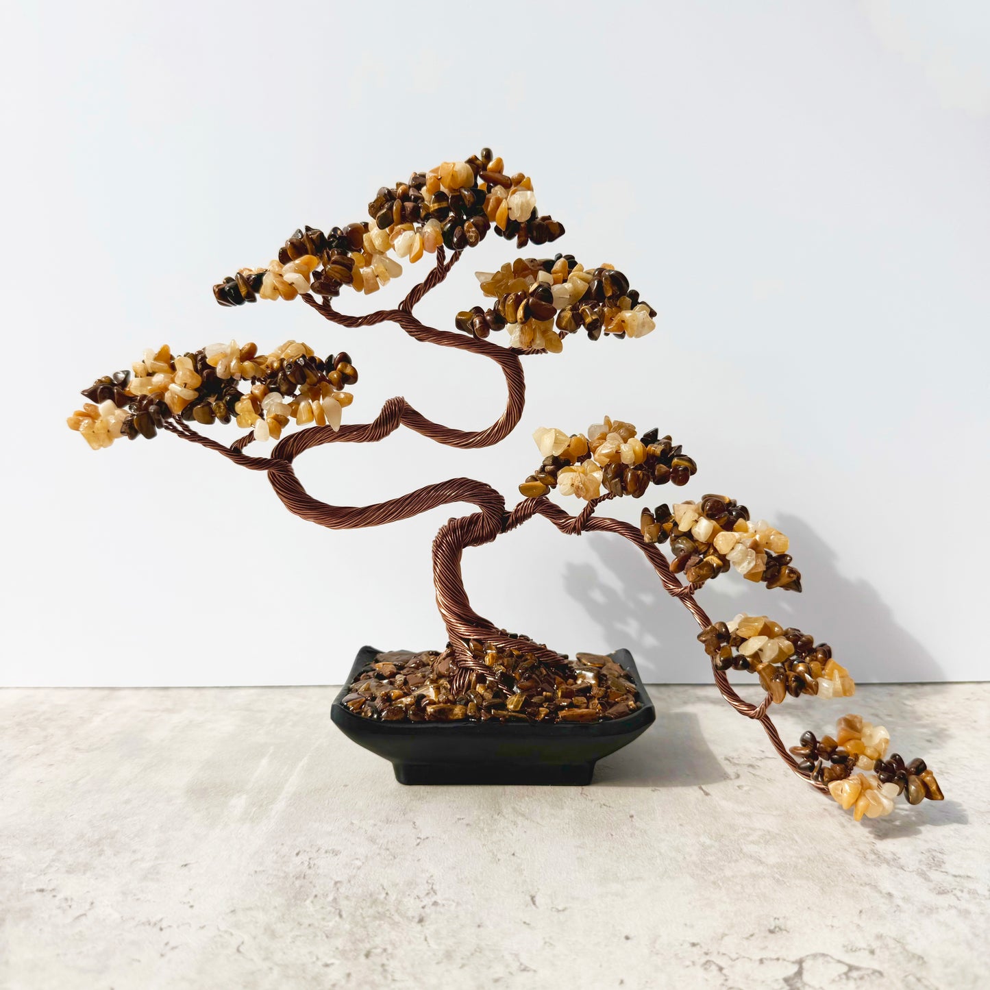 Tiger eye and Yellow Aventurine Bonsai Crystal tree