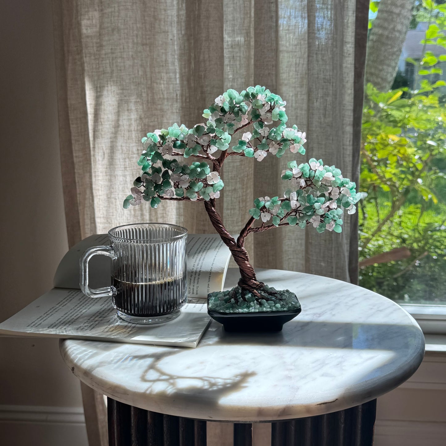 Aventurine-Rose Quartz Bonsai Crystal Tree