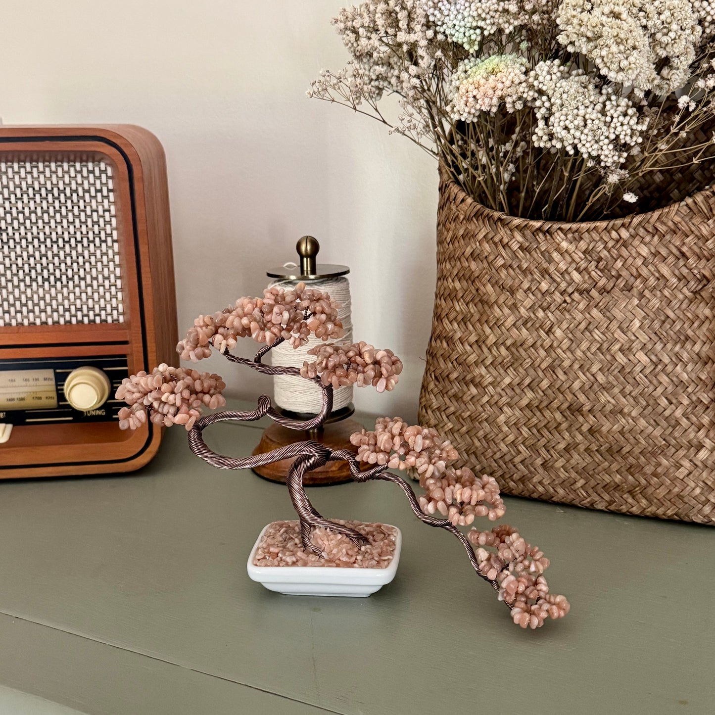 Peach Moonstone Bonsai Crystal tree