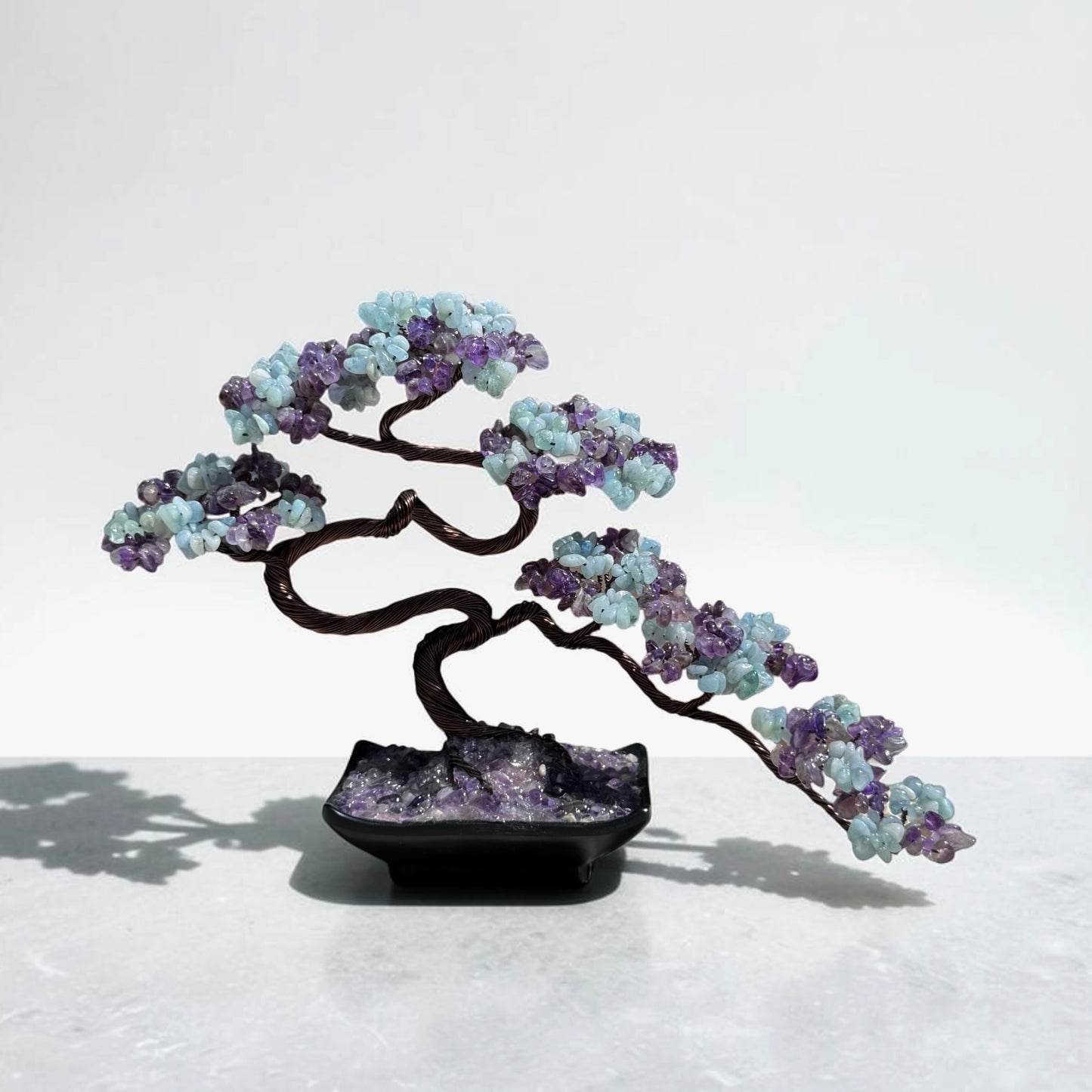 Aquamarine Amethyst Bonsai Crystal Tree