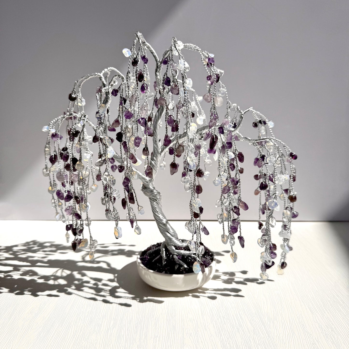 Amethyst-Opal Willow Crystal Tree