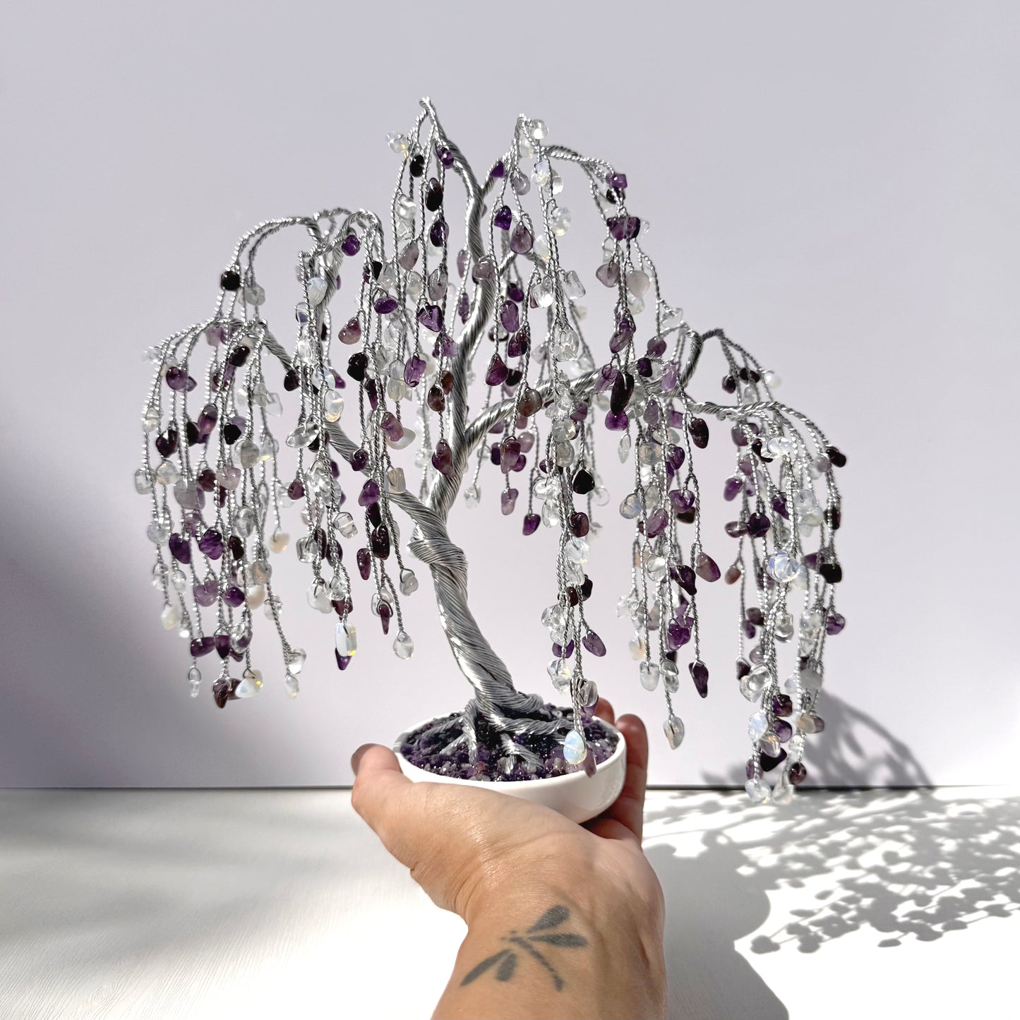 Amethyst-Opal Willow Crystal Tree