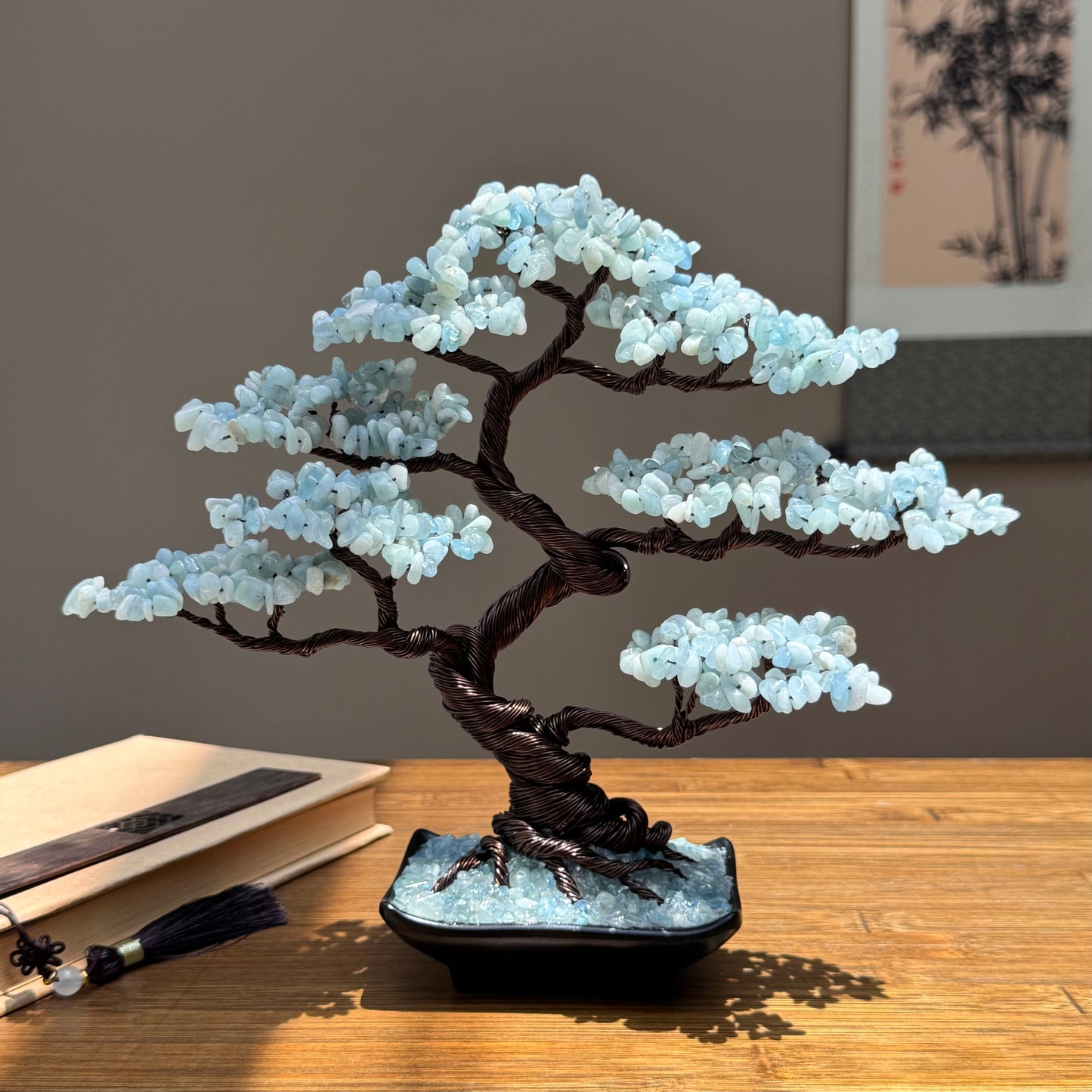 Aquamarine Crystal  Bonsai Tree