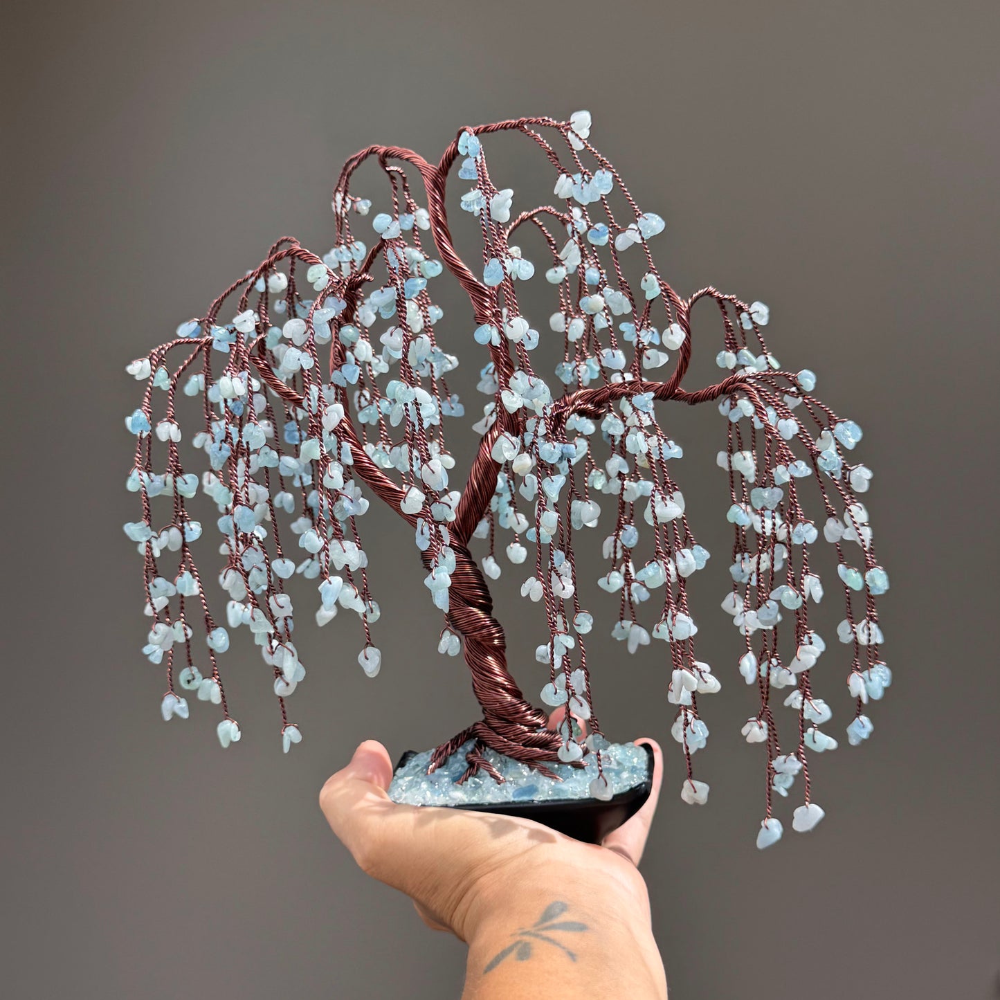 Aquamarine Willow Crystal Tree