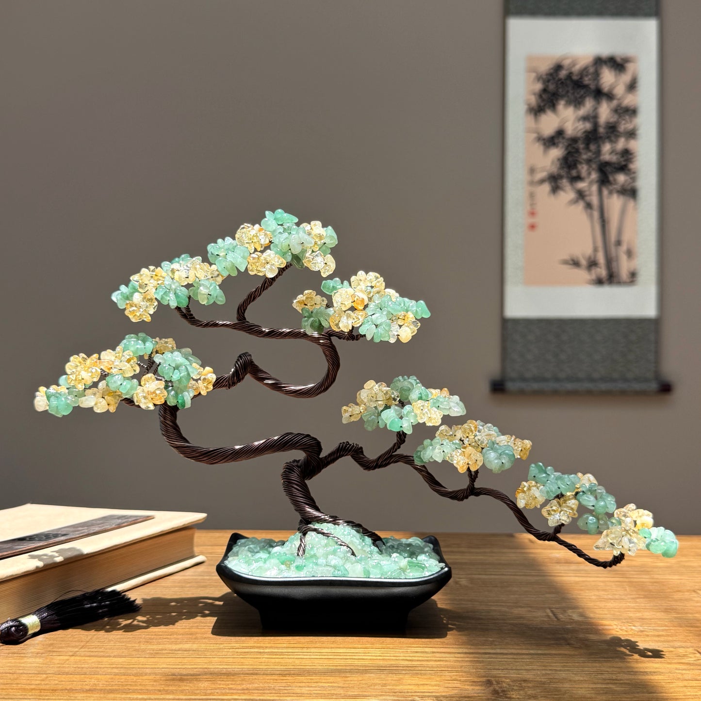 Green Aventurine and Citrine Bonsai Crystal Tree