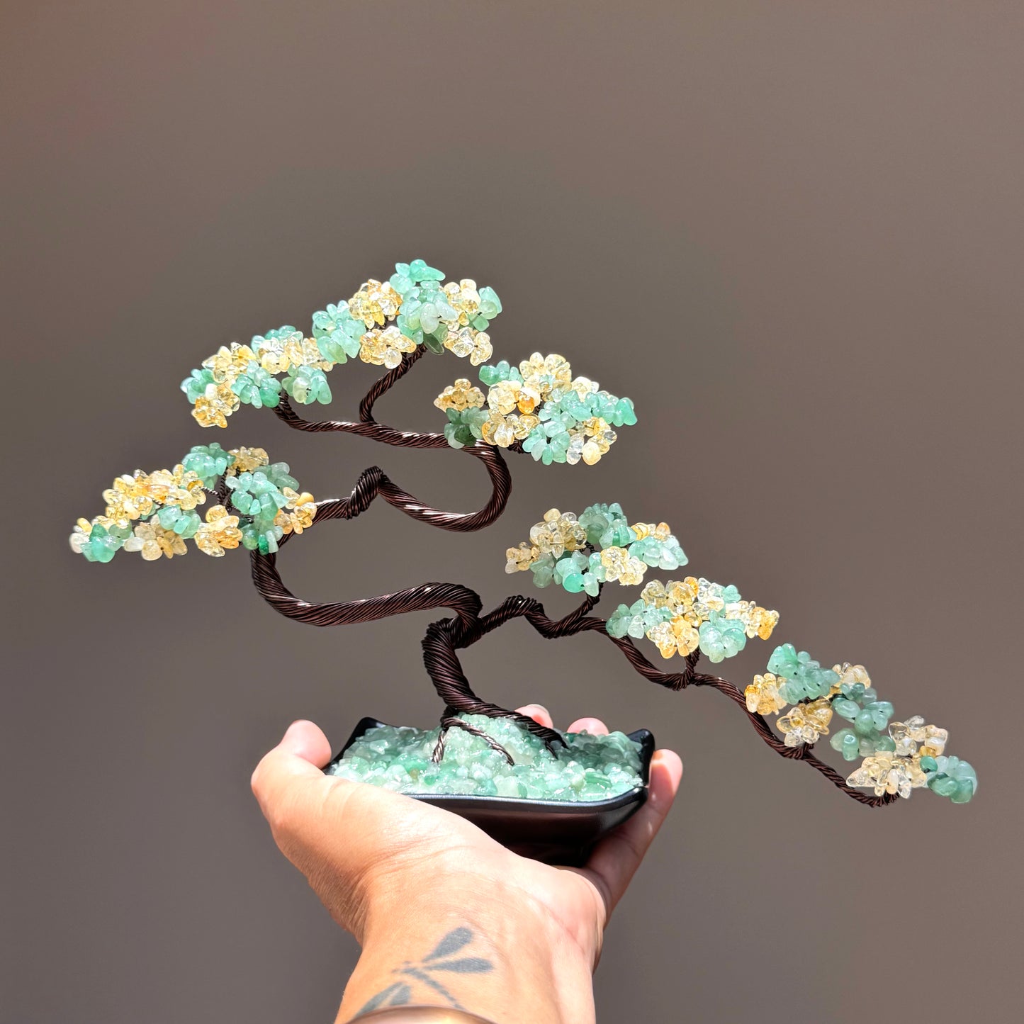 Green Aventurine and Citrine Bonsai Crystal Tree