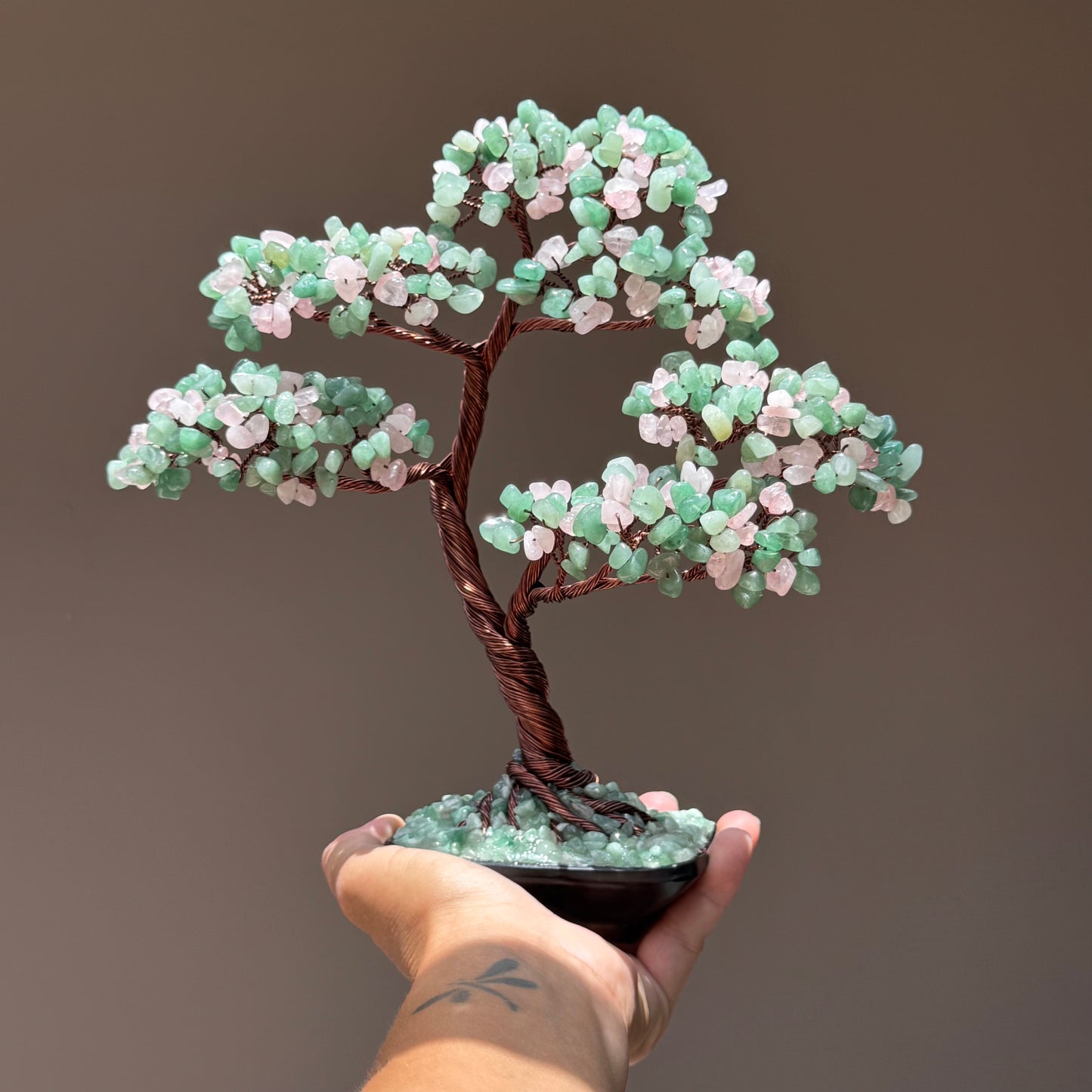 Aventurine-Rose Quartz Bonsai Crystal Tree