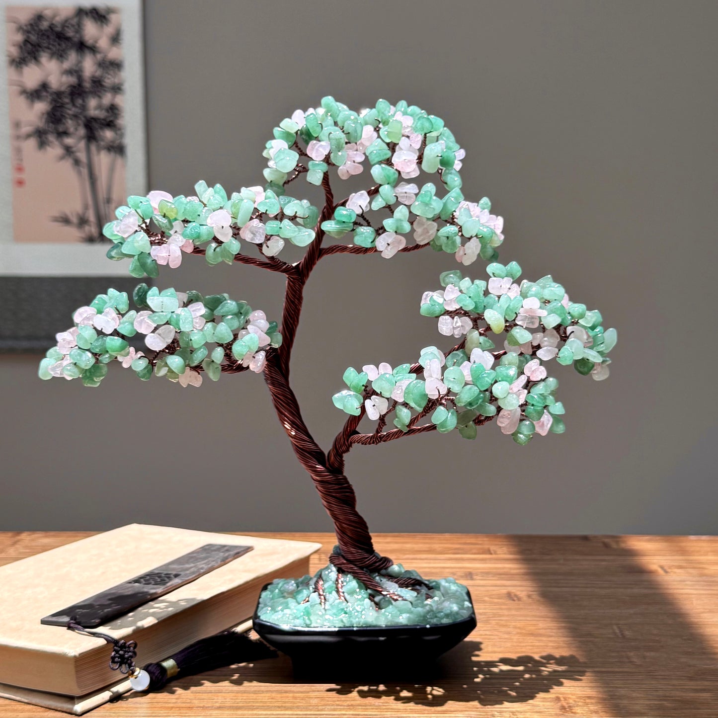 Aventurine-Rose Quartz Bonsai Crystal Tree