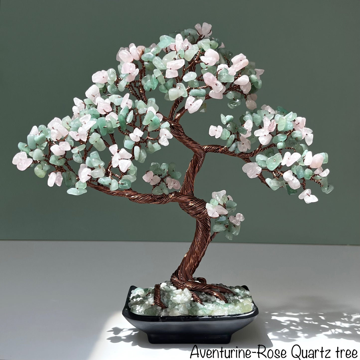 Aventurine-Rose Quartz Bonsai Crystal Tree