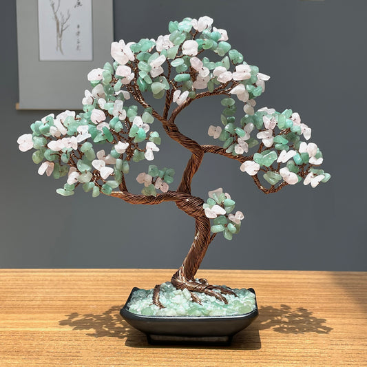 Aventurine-Rose Quartz Bonsai Crystal Tree