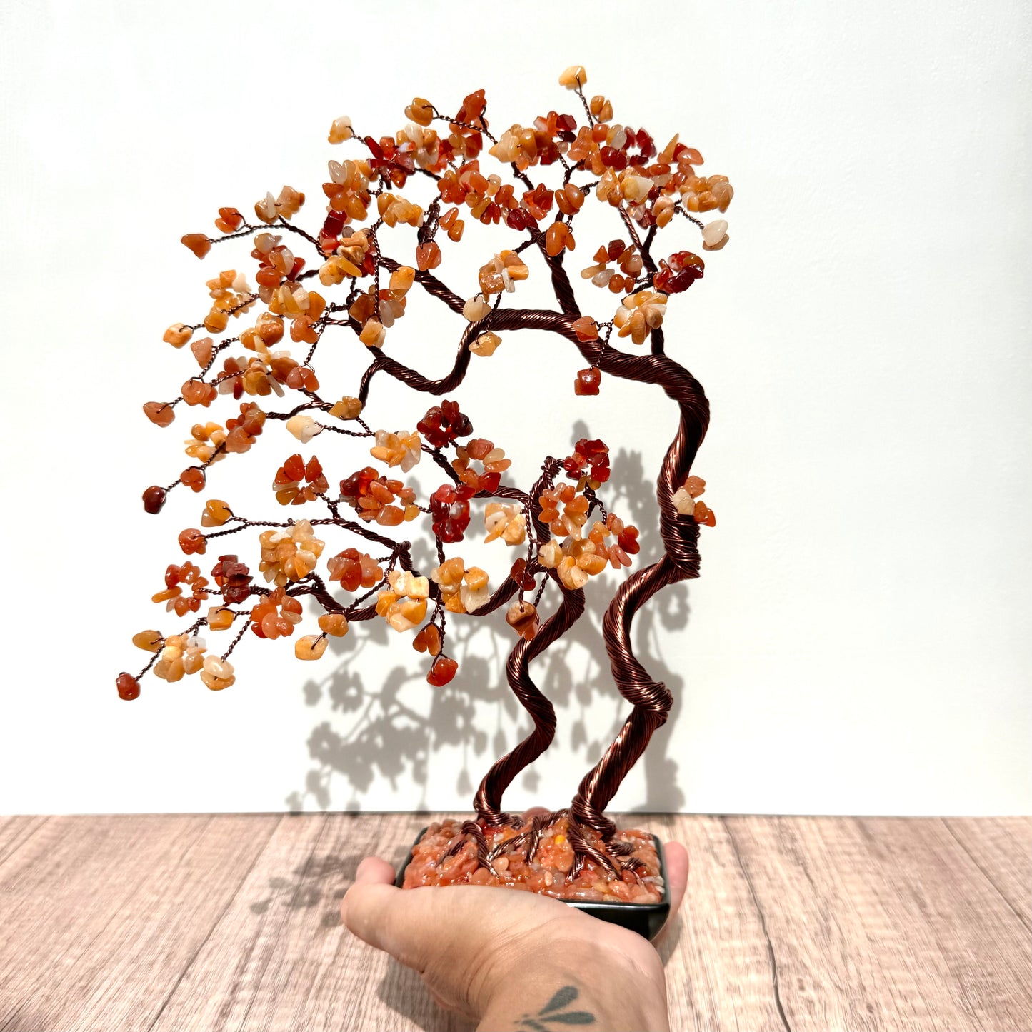 Large Yellow, Red Aventurine & Carnelian Bonsai Crystal Tree