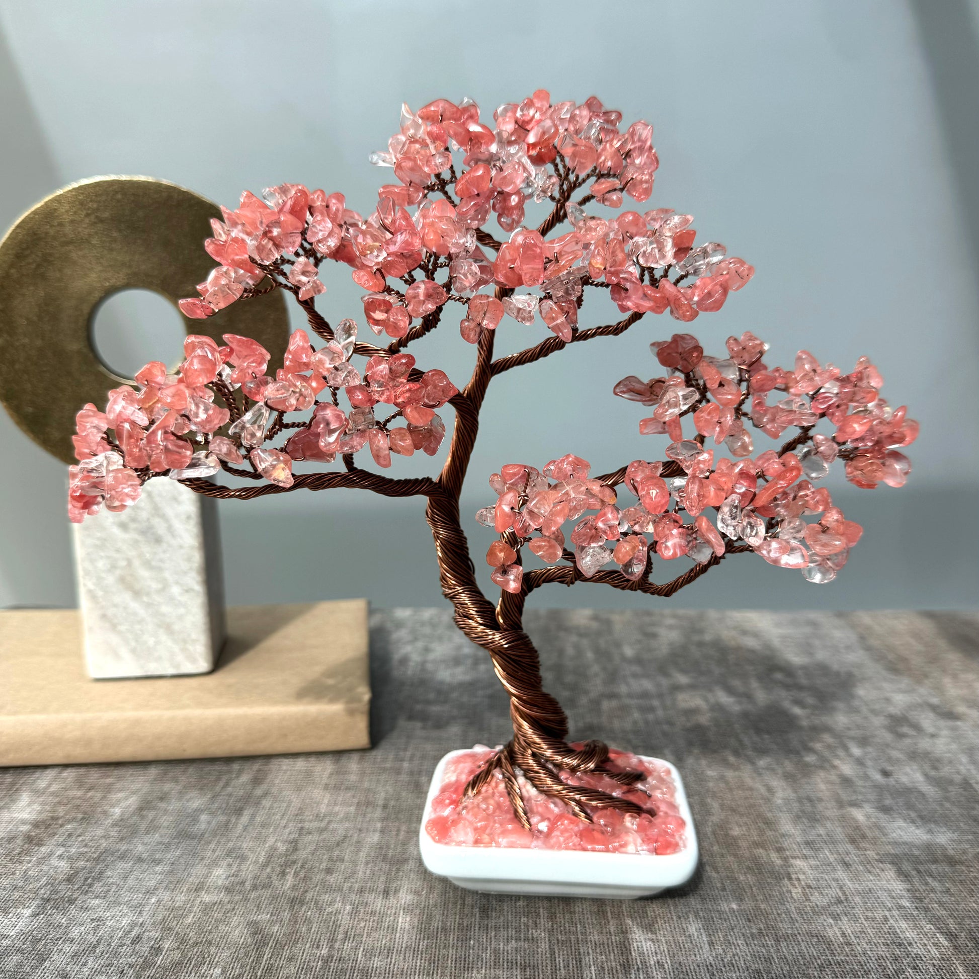 Cherry Quartz Bonsai Gemstone tree