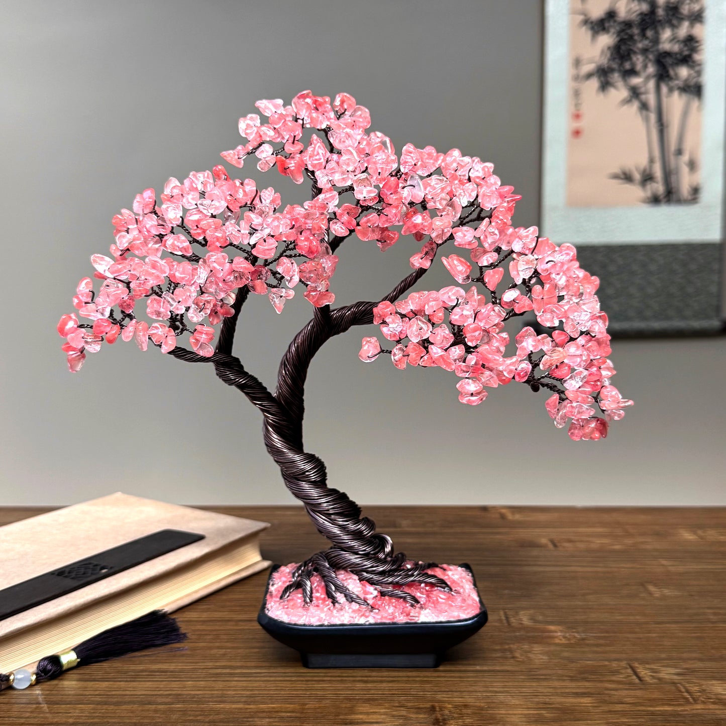 Cherry Quartz Bonsai Crystal Tree