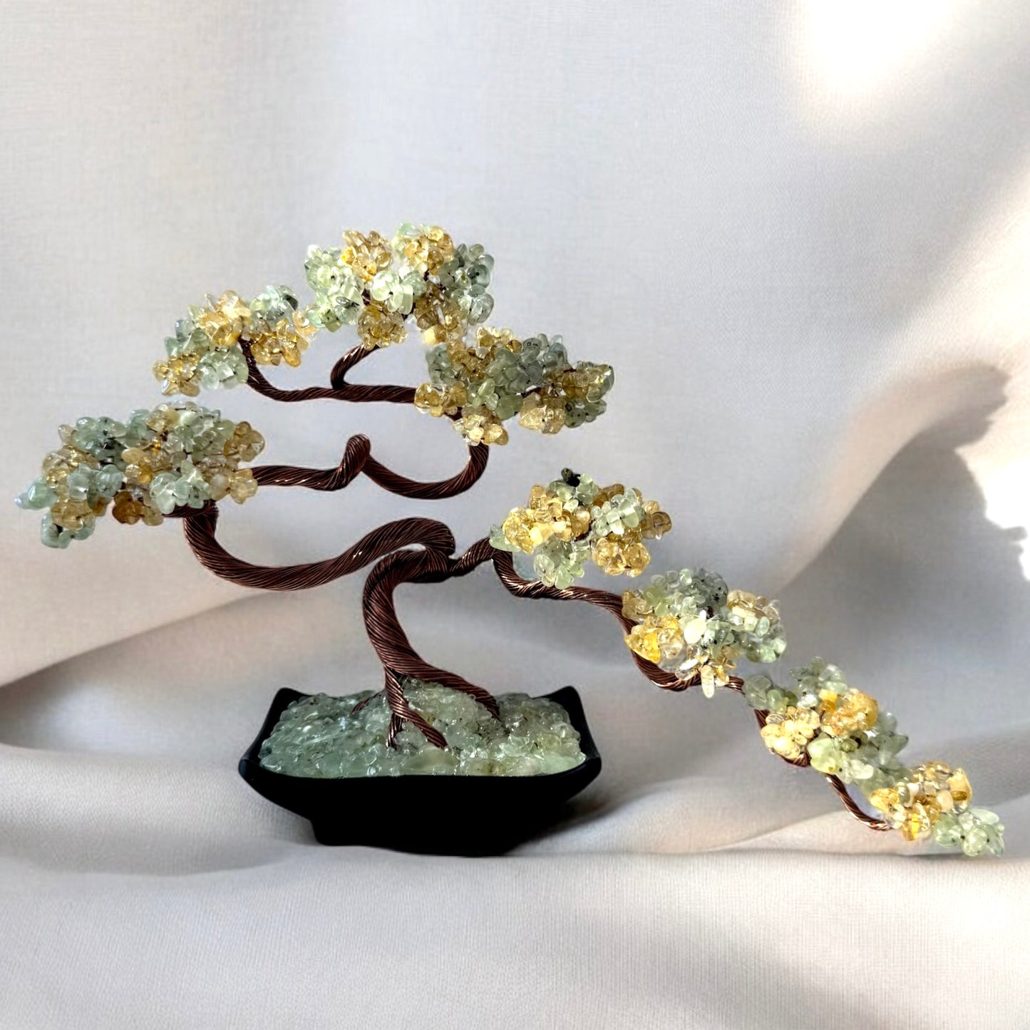 Citrine-Prehnite Bonsai Crystal Tree