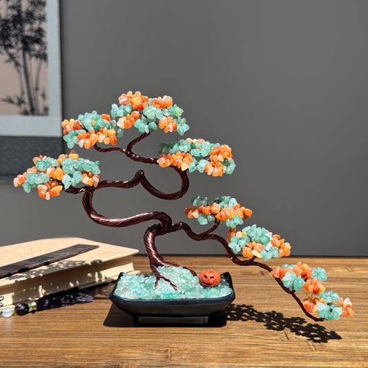 Green and Red Aventurine Bonsai Crystal Tree