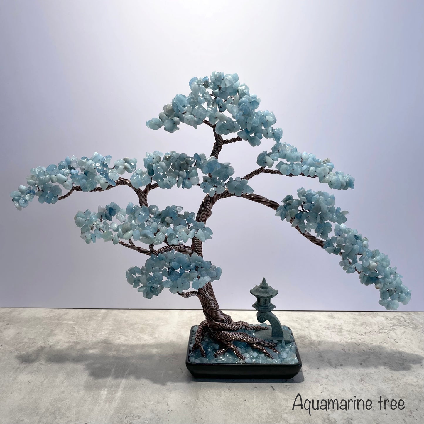 Large Aquamarine Pagoda Bonsai Crystal Tree