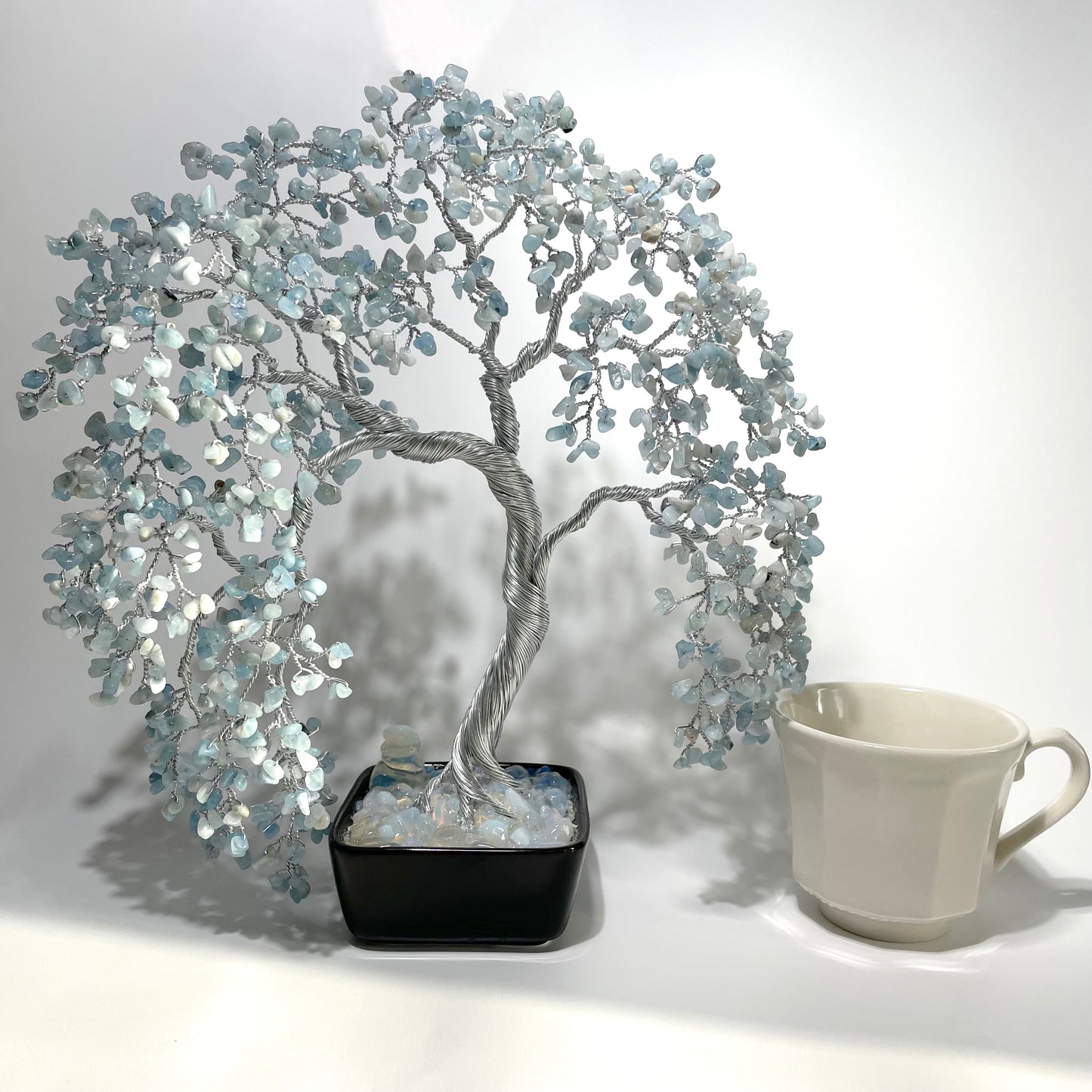 Large Aquamarine Willow Crystal Tree