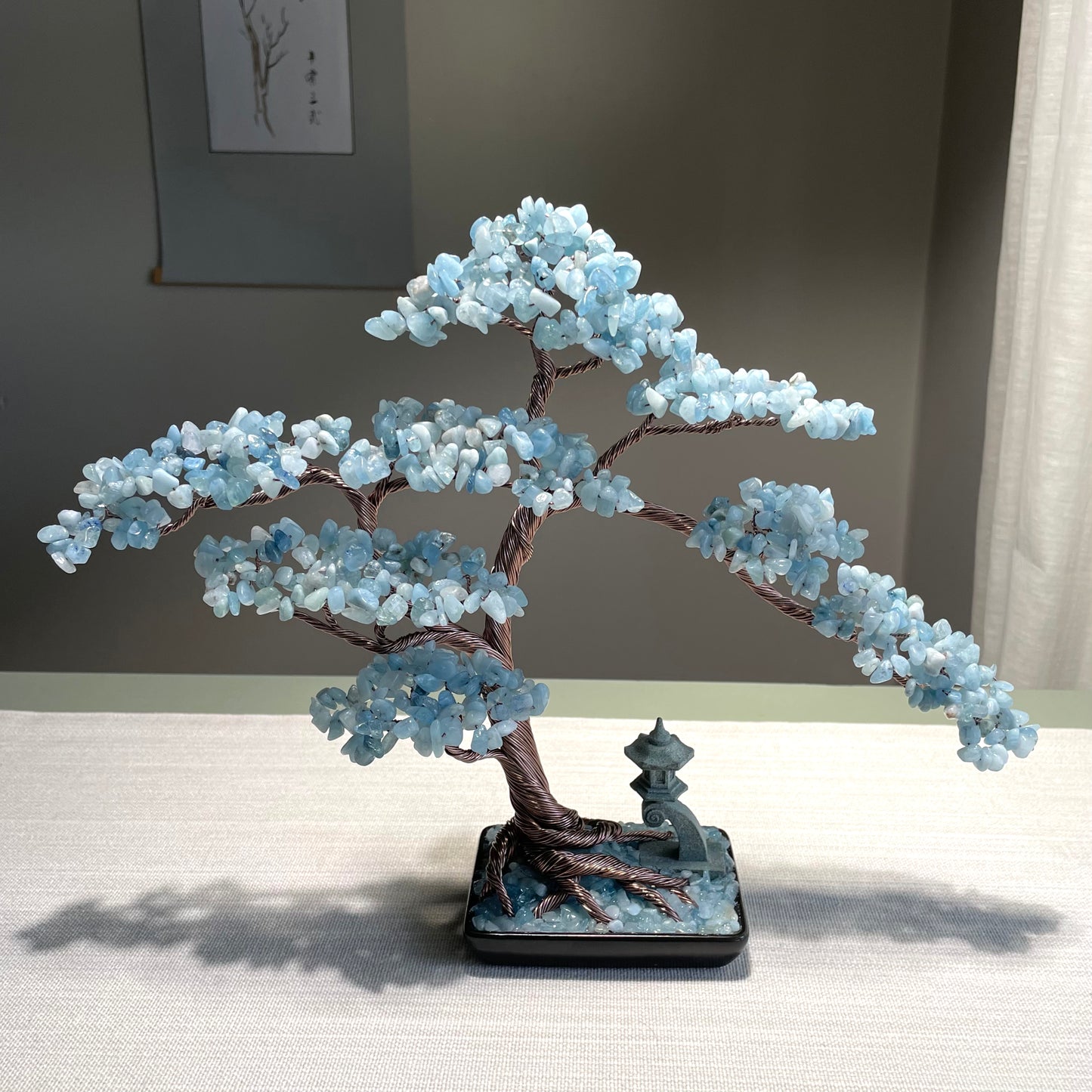 Large Aquamarine Pagoda Bonsai Crystal Tree