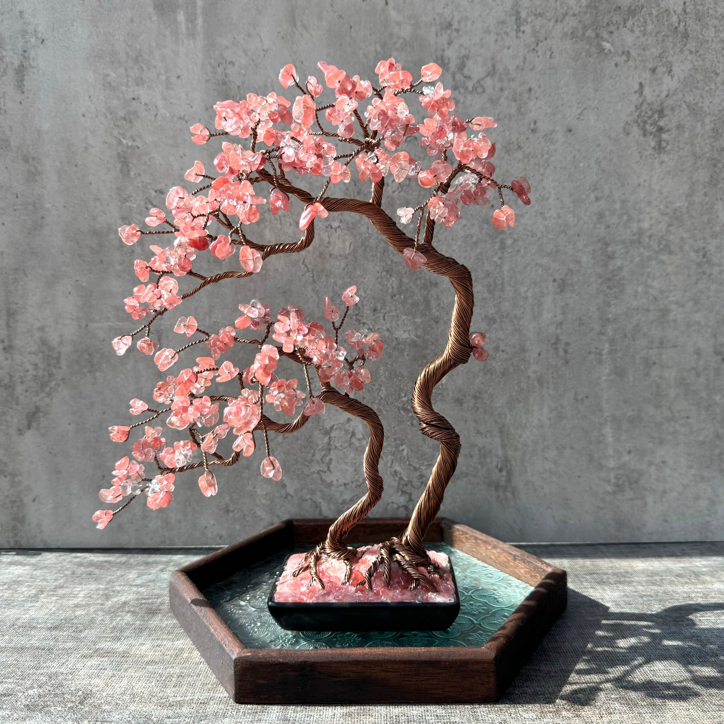 Large Cherry Quartz Crystal Bonsai Tree