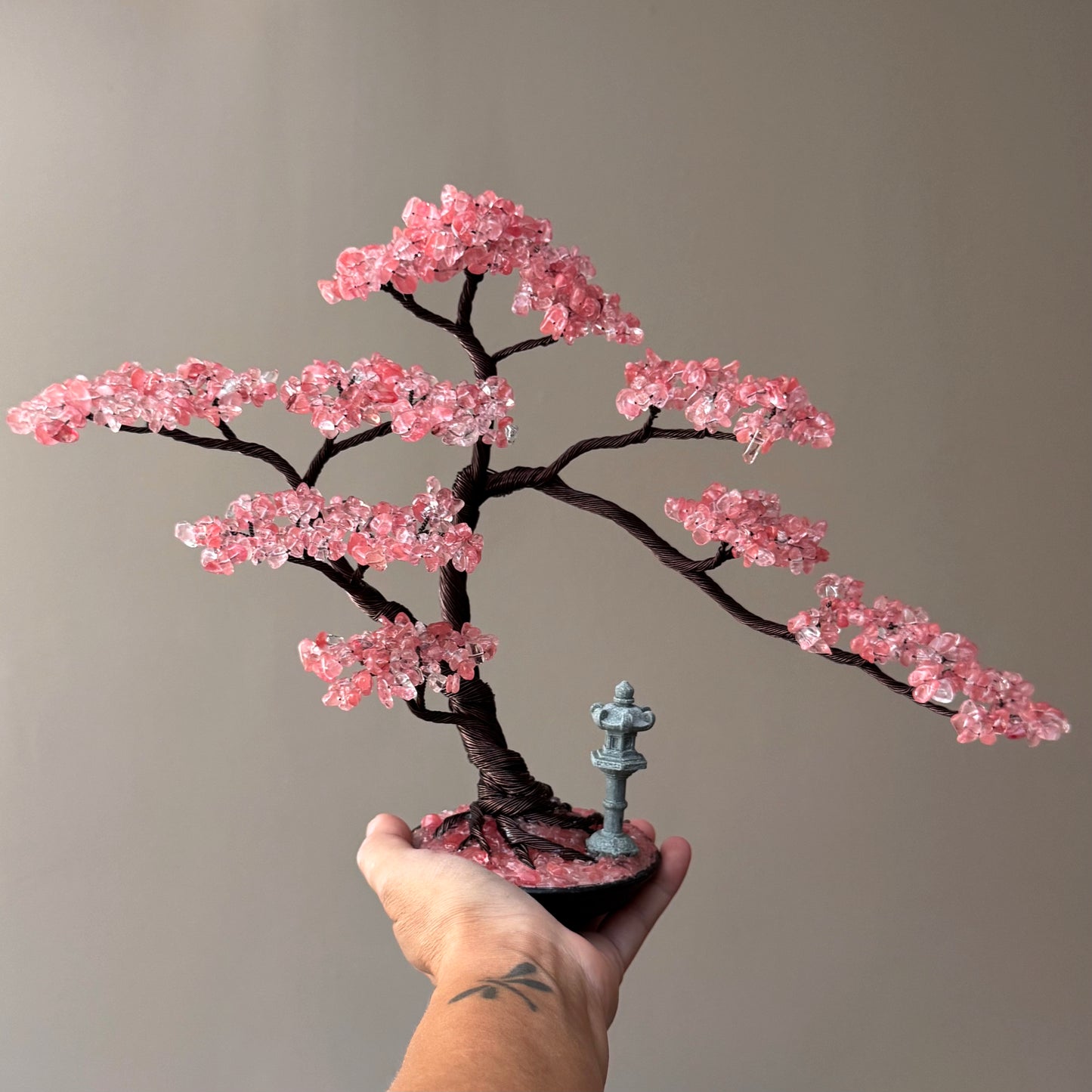 Large Cherry Quartz Pagoda Crystal Tree