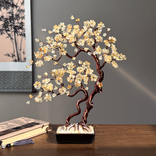 Large Citrine Bonsai Family Crystal Tree