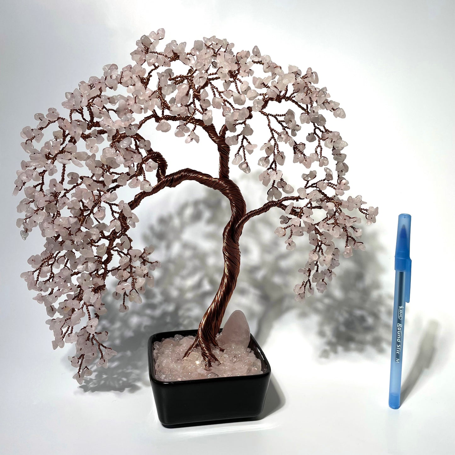 Large Rose Quartz Willow Crystal Tree