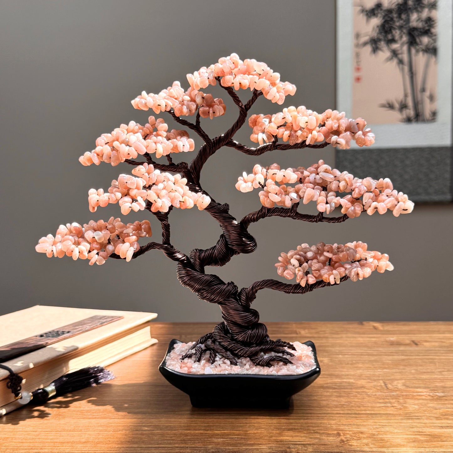 Peach Moonstone Bonsai Crystal Tree Of Life
