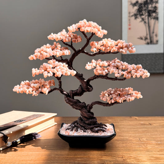 Peach Moonstone Bonsai Crystal Tree Of Life