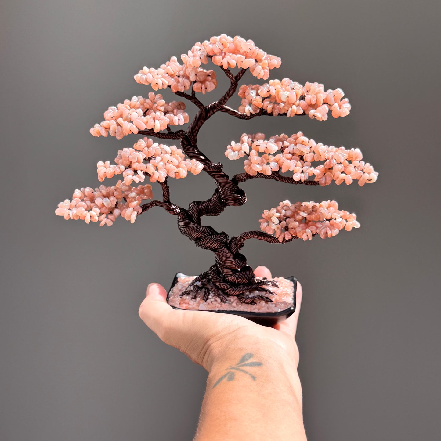 Peach Moonstone Bonsai Crystal Tree Of Life