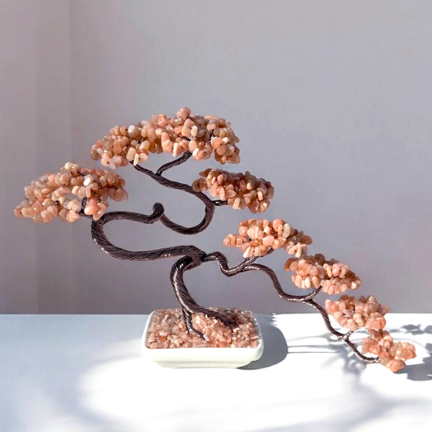 Peach Moonstone Bonsai Crystal Tree