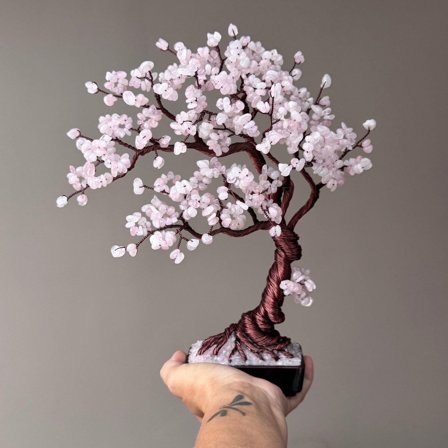 Large Rose Quartz Bonsai Crystal Tree