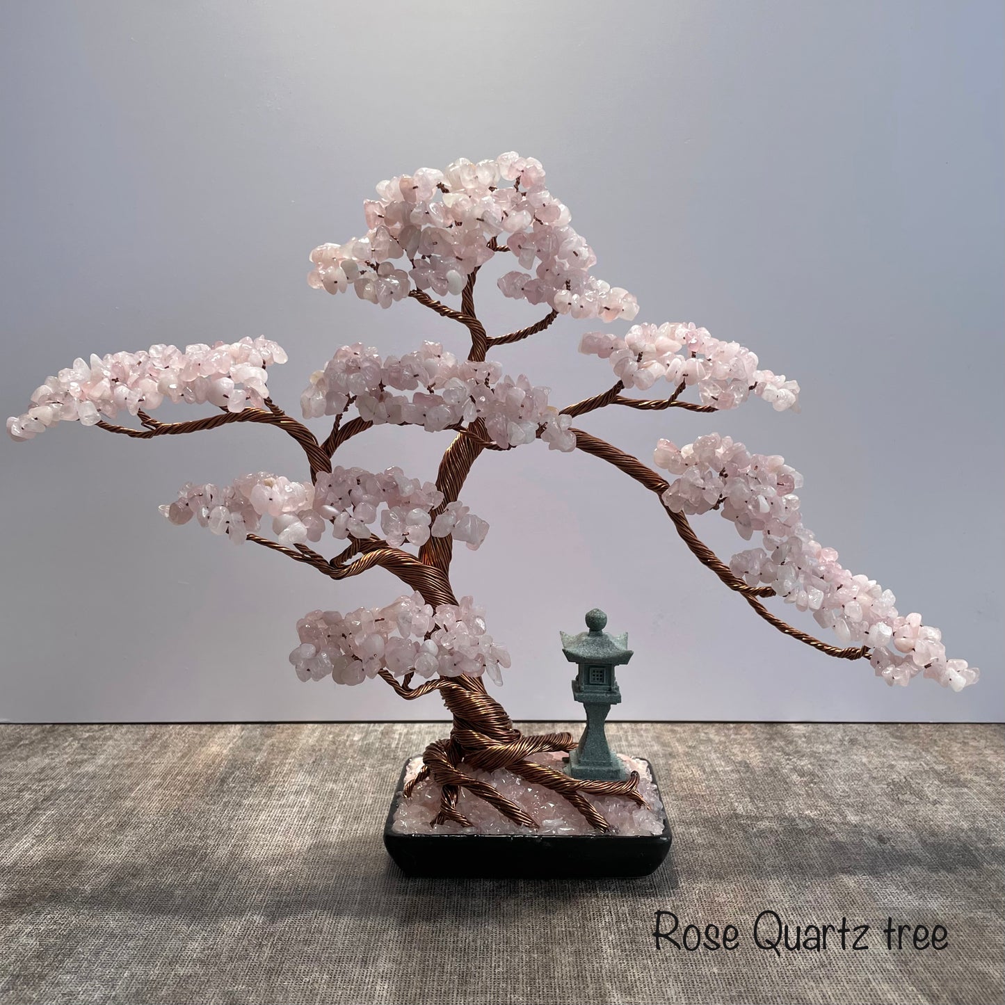 Large Rose Quartz Pagoda Bonsai Crystal Tree