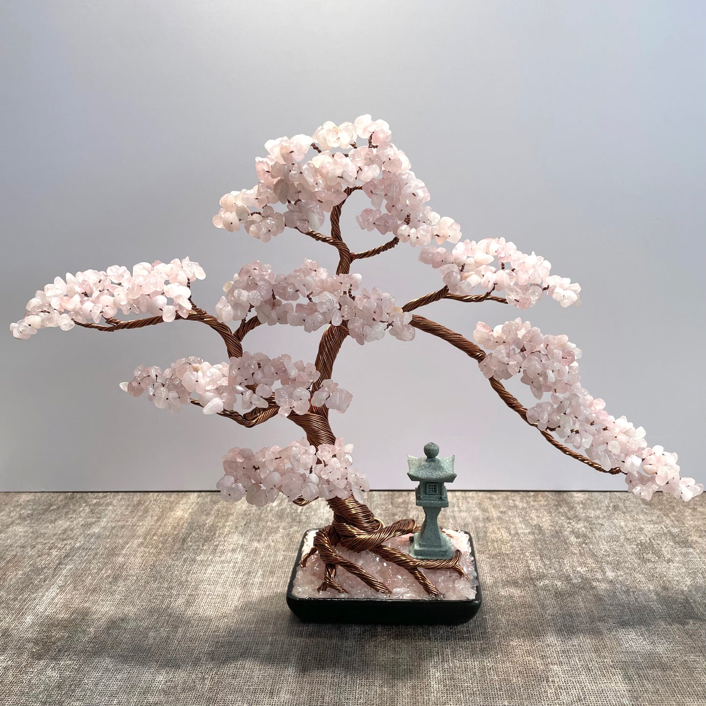 Large Rose Quartz Pagoda Bonsai Crystal Tree