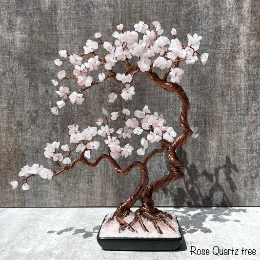 Large Rose Quartz Bonsai Crystal Tree