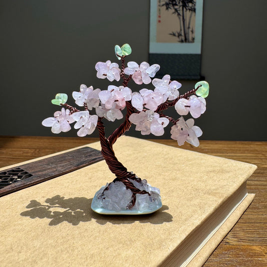 Mini Rose Quartz Bonsai Crystal tree