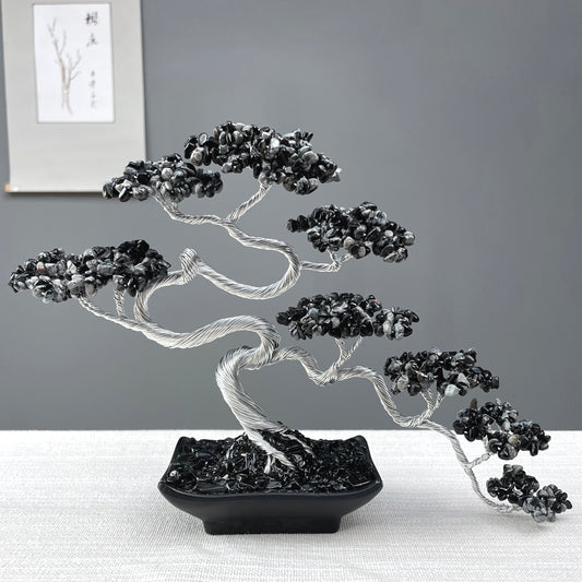 Snowflake Obsidian Bonsai Crystal Tree