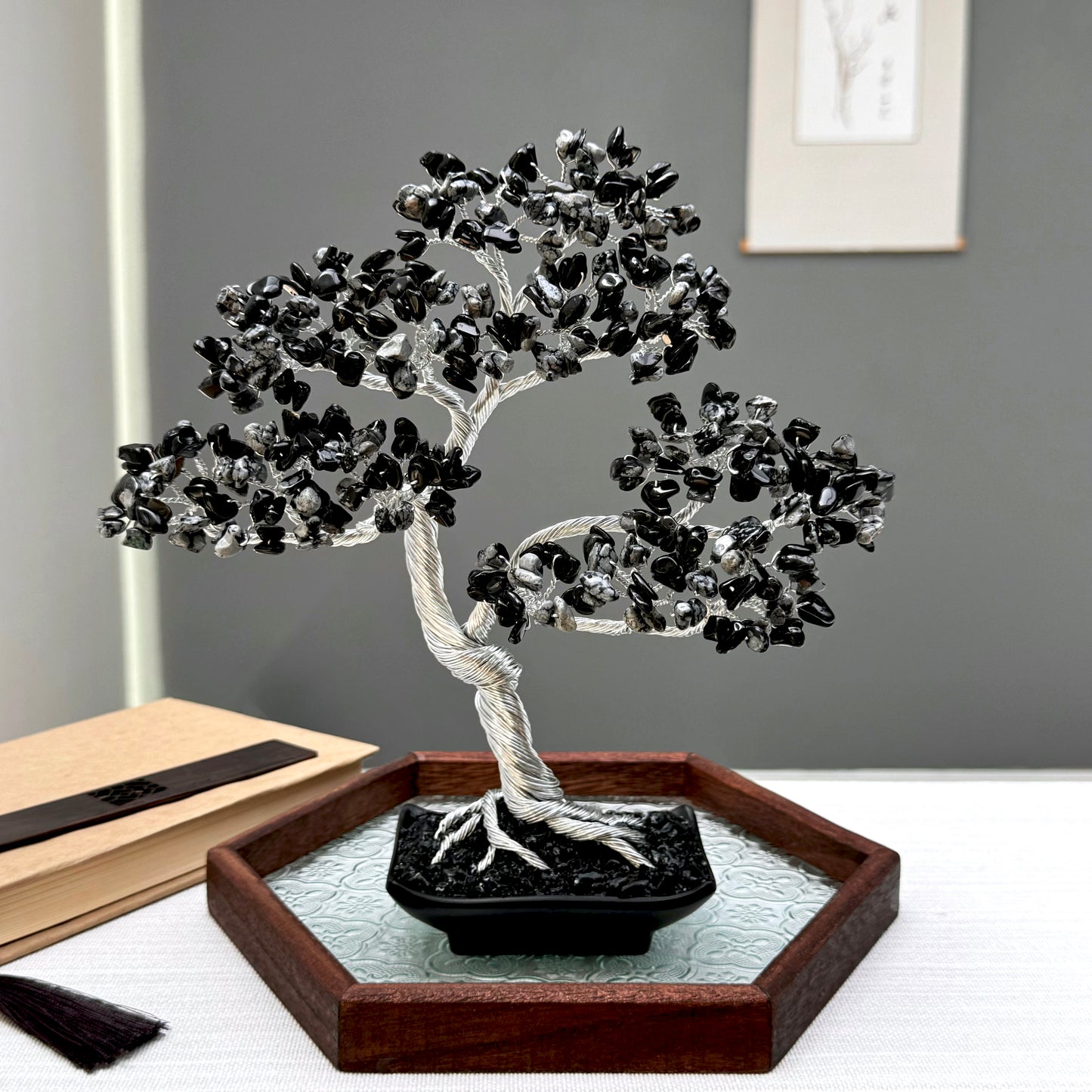 Snowflake Obsidian Bonsai Crystal Tree